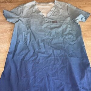 Figs womens Blue Ombre V-Neck scrub top